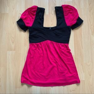 Pink & Black Foxy Jeans Blouse Size Medium